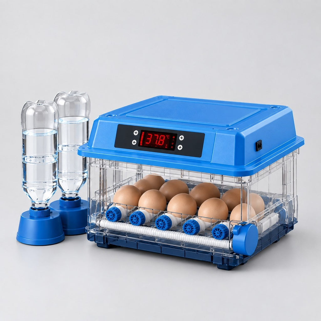 Ovatekly Compact, the 9-egg automatic incubator, single tray, studio photograph on a light background